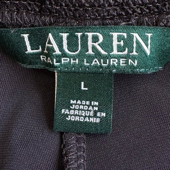 Lauren Ralph Lauren Stretch Velvet Joggers Black Zip Side Pockets Women's Size L - Picture 7 of 9